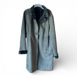 Don Caster Forest Green Faux Suede and Sherpa Coat